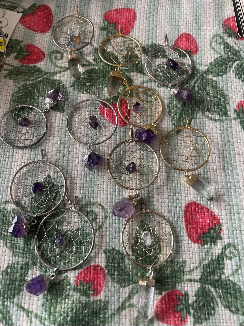Boho Dreamcatcher Pendant Lot – Amethyst & Quartz Style Sto